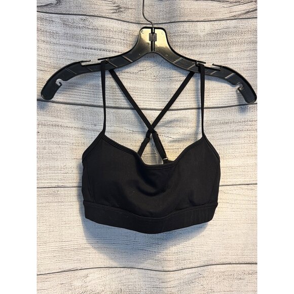 Black Strappy Cross-Back Sports Bra Size M - Picture 1 of 3